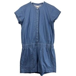 J Crew Women's Denim Chambray Romper Preppy Front Buttons Size 6